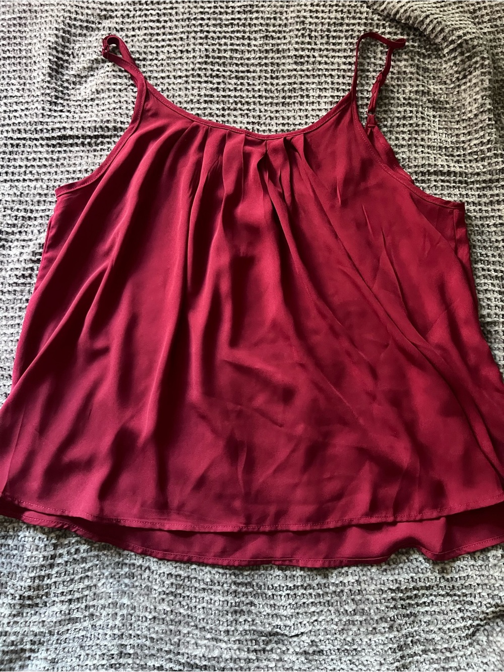 SHEIN Burgundy Pleated Spaghetti Strap Cami